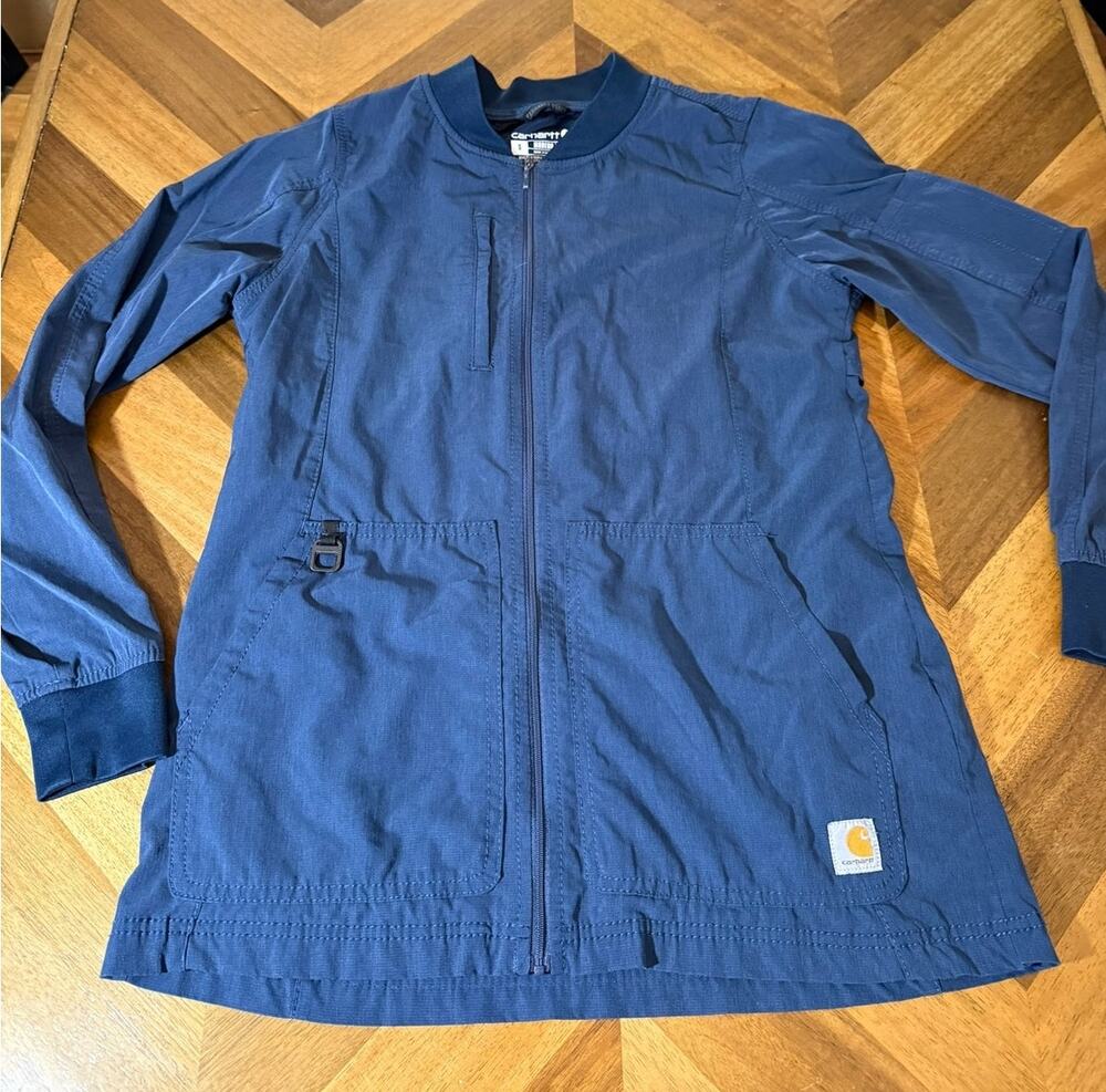 Carhartt Force Women's Small Navy Zip Front Scrub Jacket Modern Fit